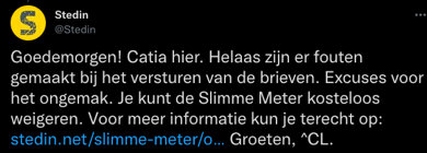 Moderator Oogverblindend huichelarij Brief Stedin over boete bij weigering van slimme meter onjuist - Security.NL